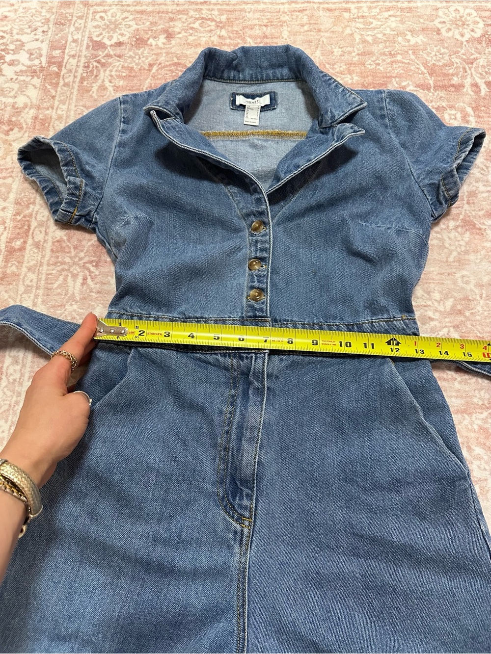 Belted 🩵 Denim Shorts Romper - Picture 10 of 14